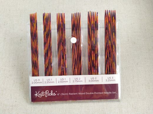 Набір шкарпеткових (панчошних) спиць Knit Picks Radiant Wood, 15 см