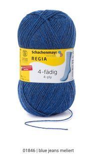 Regia 4-ply, 01846 синий джинс