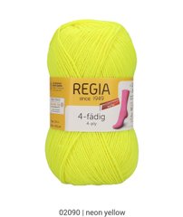 Regia 4-ply 50 грамів, Жовтий неон, 02090